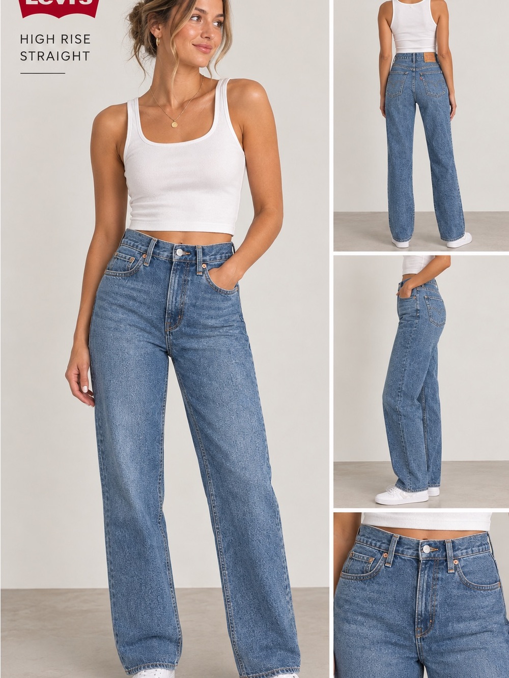 Levi's High Rise Straight Jeans in Light Blue Denim